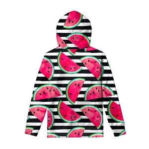 Black Striped Watermelon Pattern Print Pullover Hoodie