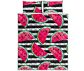 Black Striped Watermelon Pattern Print Quilt Bed Set