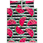 Black Striped Watermelon Pattern Print Quilt Bed Set