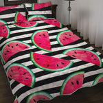 Black Striped Watermelon Pattern Print Quilt Bed Set