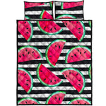 Black Striped Watermelon Pattern Print Quilt Bed Set