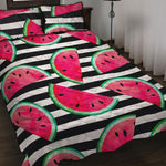 Black Striped Watermelon Pattern Print Quilt Bed Set