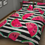 Black Striped Watermelon Pattern Print Quilt Bed Set