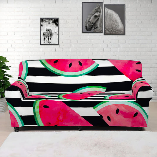Black Striped Watermelon Pattern Print Sofa Cover