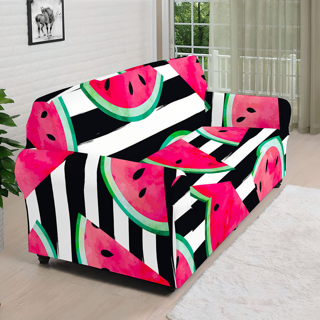 Black Striped Watermelon Pattern Print Sofa Cover