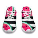 Black Striped Watermelon Pattern Print Sport Shoes GearFrost