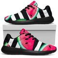Black Striped Watermelon Pattern Print Walking Shoes