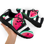 Black Striped Watermelon Pattern Print Sport Shoes GearFrost