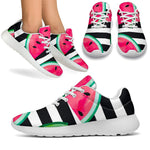 Black Striped Watermelon Pattern Print Sport Shoes GearFrost