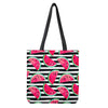 Black Striped Watermelon Pattern Print Tote Bag