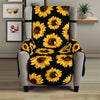 Black Sunflower Pattern Print Armchair Protector