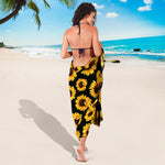 Black Sunflower Pattern Print Beach Sarong Wrap