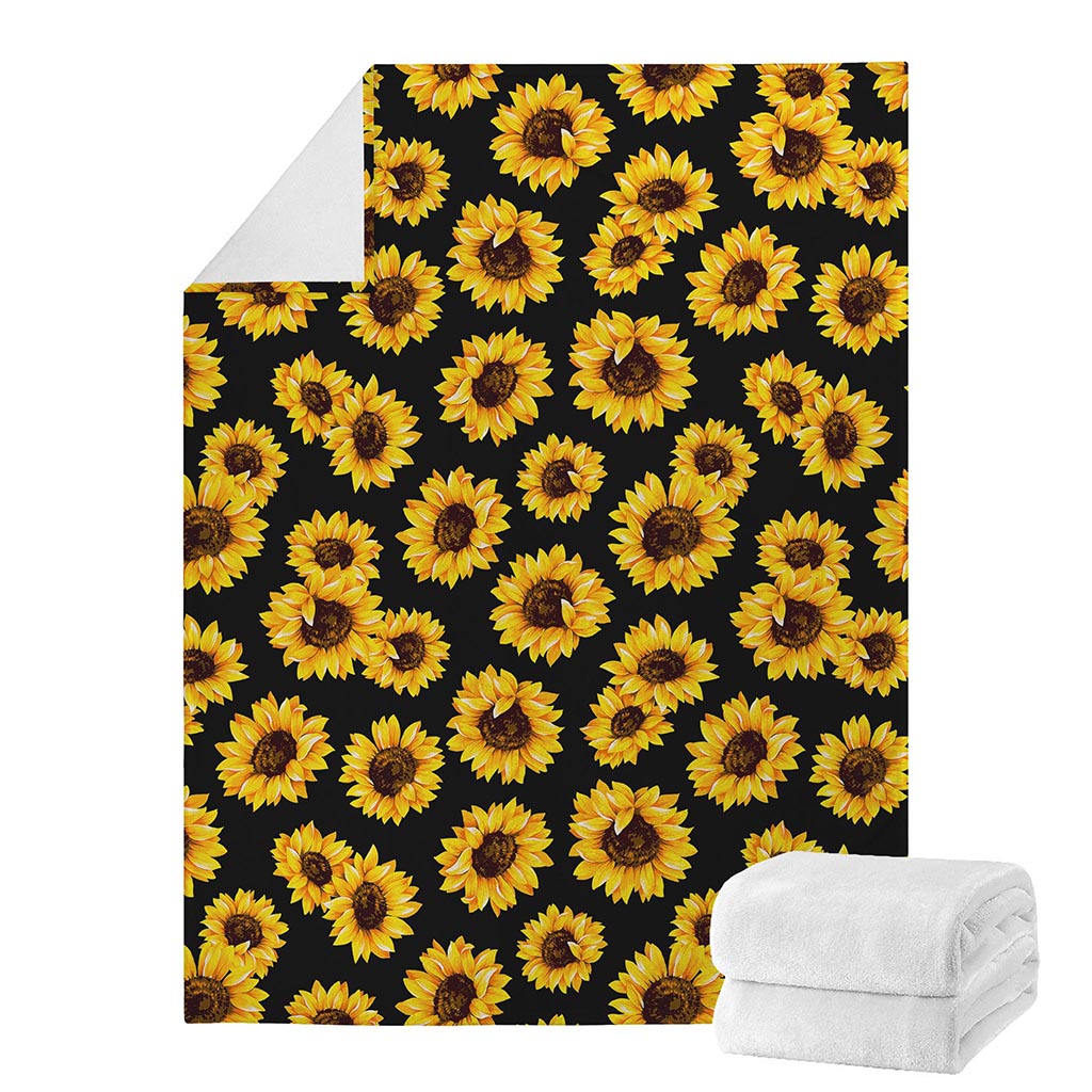 Black Sunflower Pattern Print Blanket
