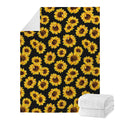Black Sunflower Pattern Print Blanket