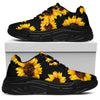 Black Sunflower Pattern Print Chunky Sneakers GearFrost