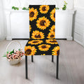 Black Sunflower Pattern Print Dining Chair Slipcover