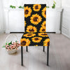Black Sunflower Pattern Print Dining Chair Slipcover