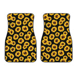 Black Sunflower Pattern Print Front Car Floor Mats