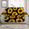 Black Sunflower Pattern Print Half Sofa Protector
