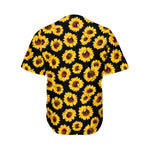Black Sunflower Pattern Print Men's Baseball Jersey