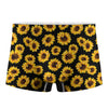 Black Sunflower Pattern Print Men's Boxer Briefs