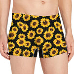 Black Sunflower Pattern Print Men's Boxer Briefs