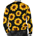 Black Sunflower Pattern Print Men's Crewneck Sweatshirt GearFrost