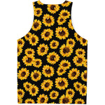 Black Sunflower Pattern Print Men's Tank Top