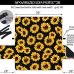 Black Sunflower Pattern Print Oversized Sofa Protector