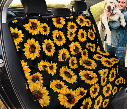 Black Sunflower Pattern Print Pet Car Back Seat Cover