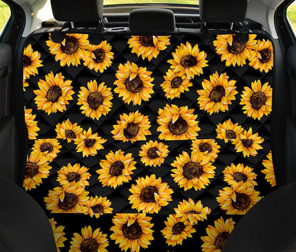 Black Sunflower Pattern Print Pet Car Back Seat Cover