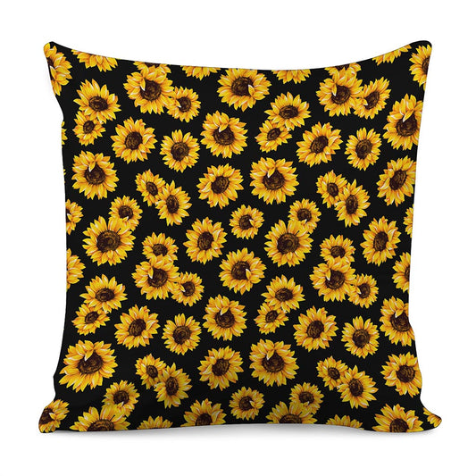 Black Sunflower Pattern Print Pillow Cover