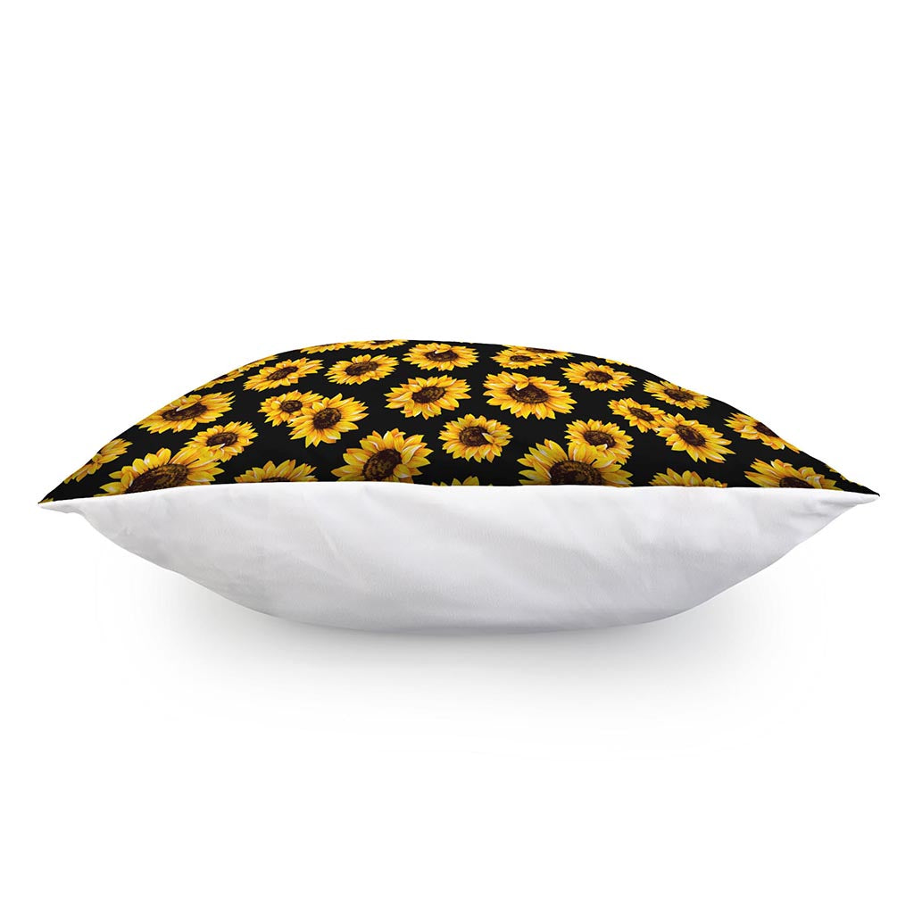 Black Sunflower Pattern Print Pillow Cover