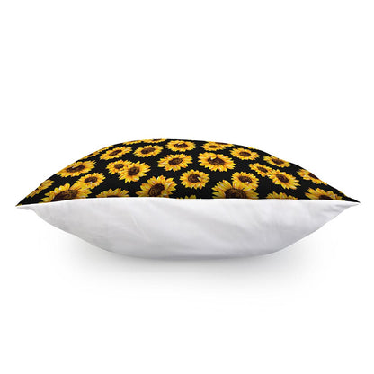 Black Sunflower Pattern Print Pillow Cover