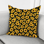 Black Sunflower Pattern Print Pillow Cover