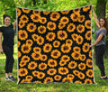 Black Sunflower Pattern Print Quilt