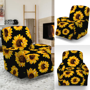 Black Sunflower Pattern Print Recliner Slipcover