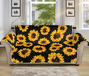 Black Sunflower Pattern Print Sofa Protector