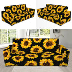 Black Sunflower Pattern Print Sofa Slipcover