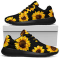 Black Sunflower Pattern Print Walking Shoes