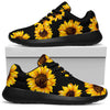 Black Sunflower Pattern Print Sport Shoes GearFrost