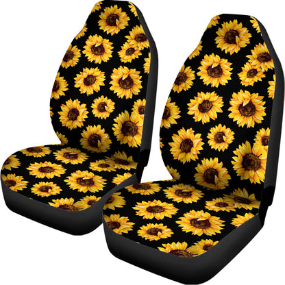 Black Sunflower Pattern Print Universal Fit Car Seat Covers