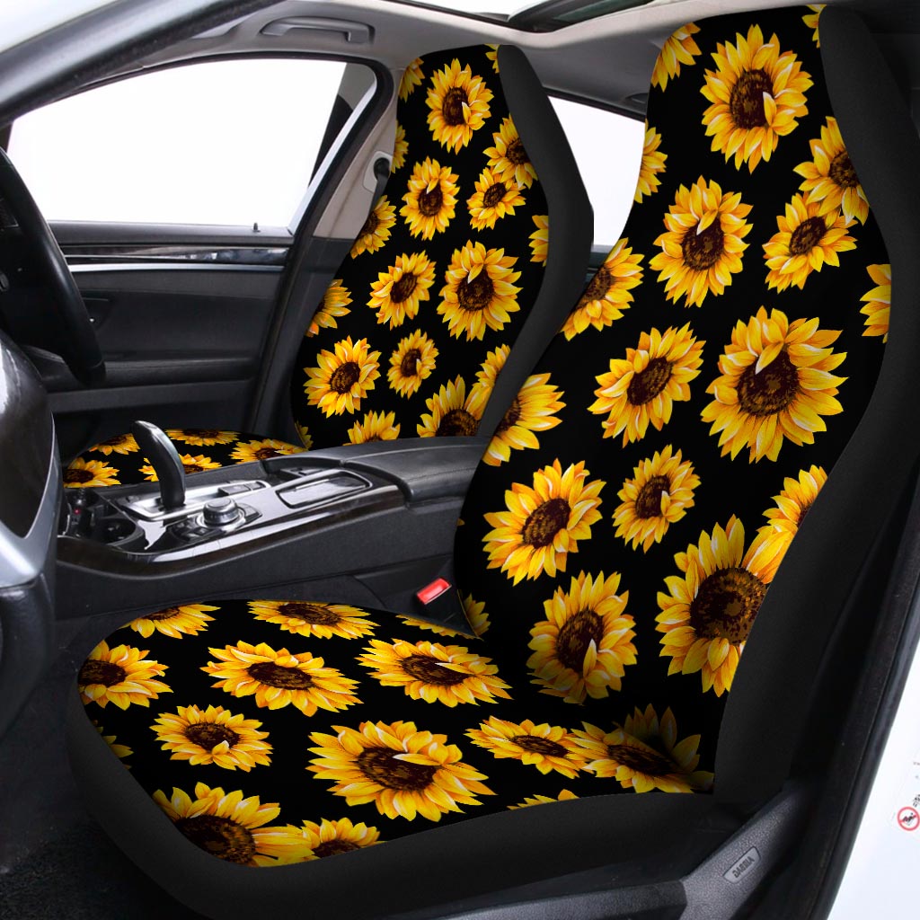 sunflower stroller and car seat Black Sunflower Pattern Print Universal Fit Car Seat Covers
