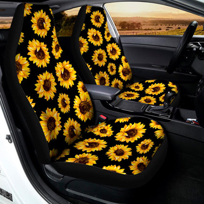 Black Sunflower Pattern Print Universal Fit Car Seat Covers