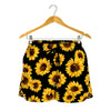 Black Sunflower Pattern Print Women's Shorts