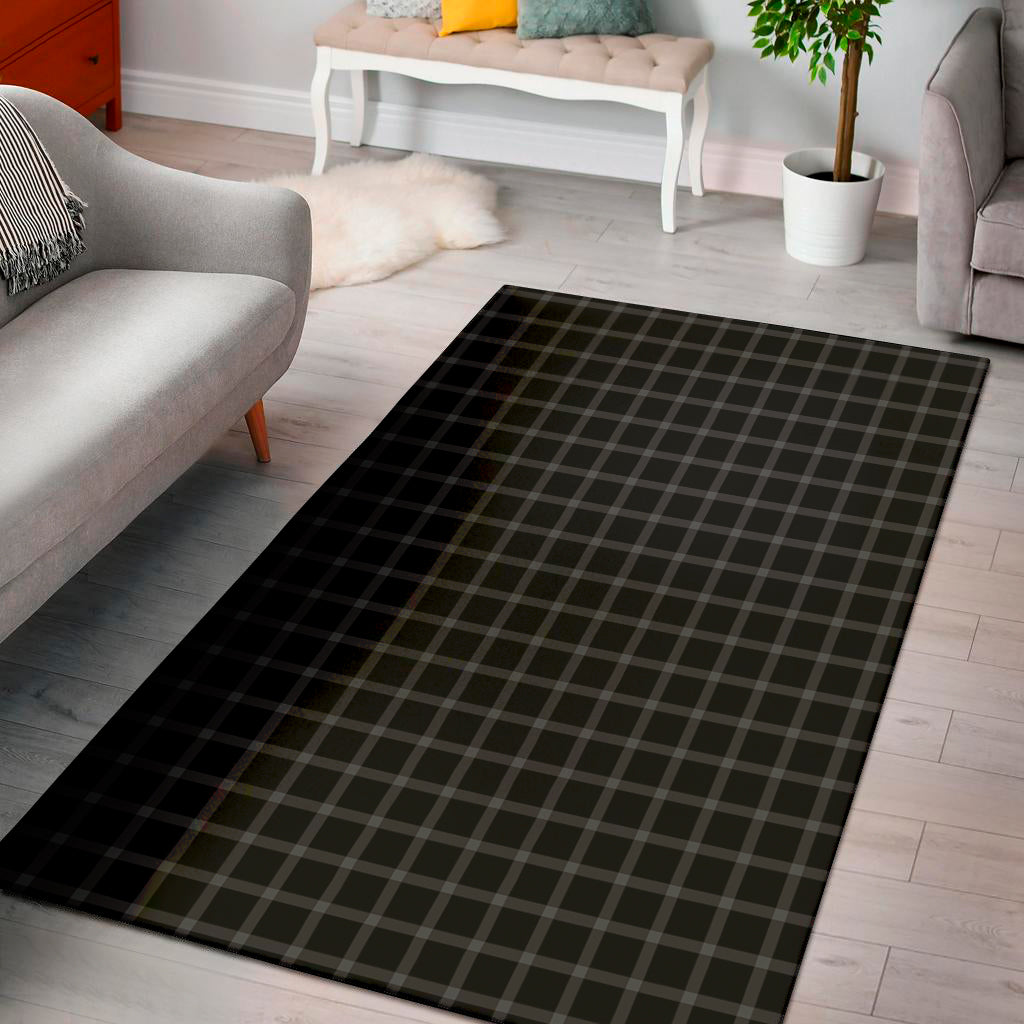 Black Tattersall Pattern Print Area Rug