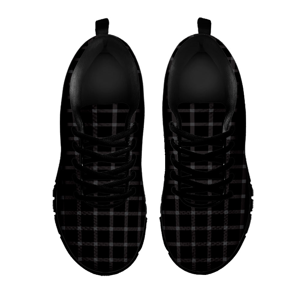 Black Tattersall Pattern Print Black Sneakers