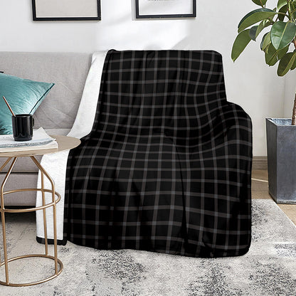 Black Tattersall Pattern Print Blanket