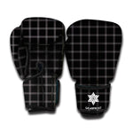 Black Tattersall Pattern Print Boxing Gloves