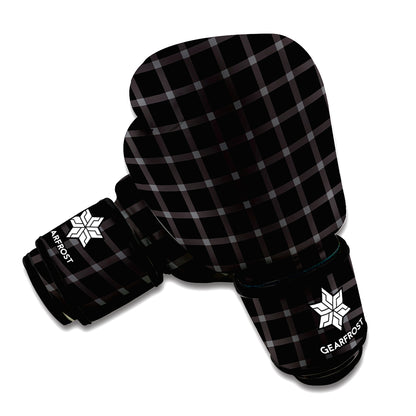 Black Tattersall Pattern Print Boxing Gloves